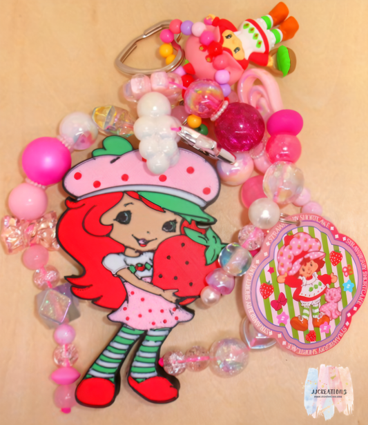 🍓 Strawberry Shortcake Pink Beaded Bag Charm – Cute Girly Accessory 🍓