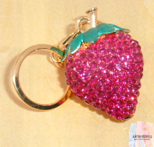 🍓✨ Sparkling Strawberry pink Charm Keychain