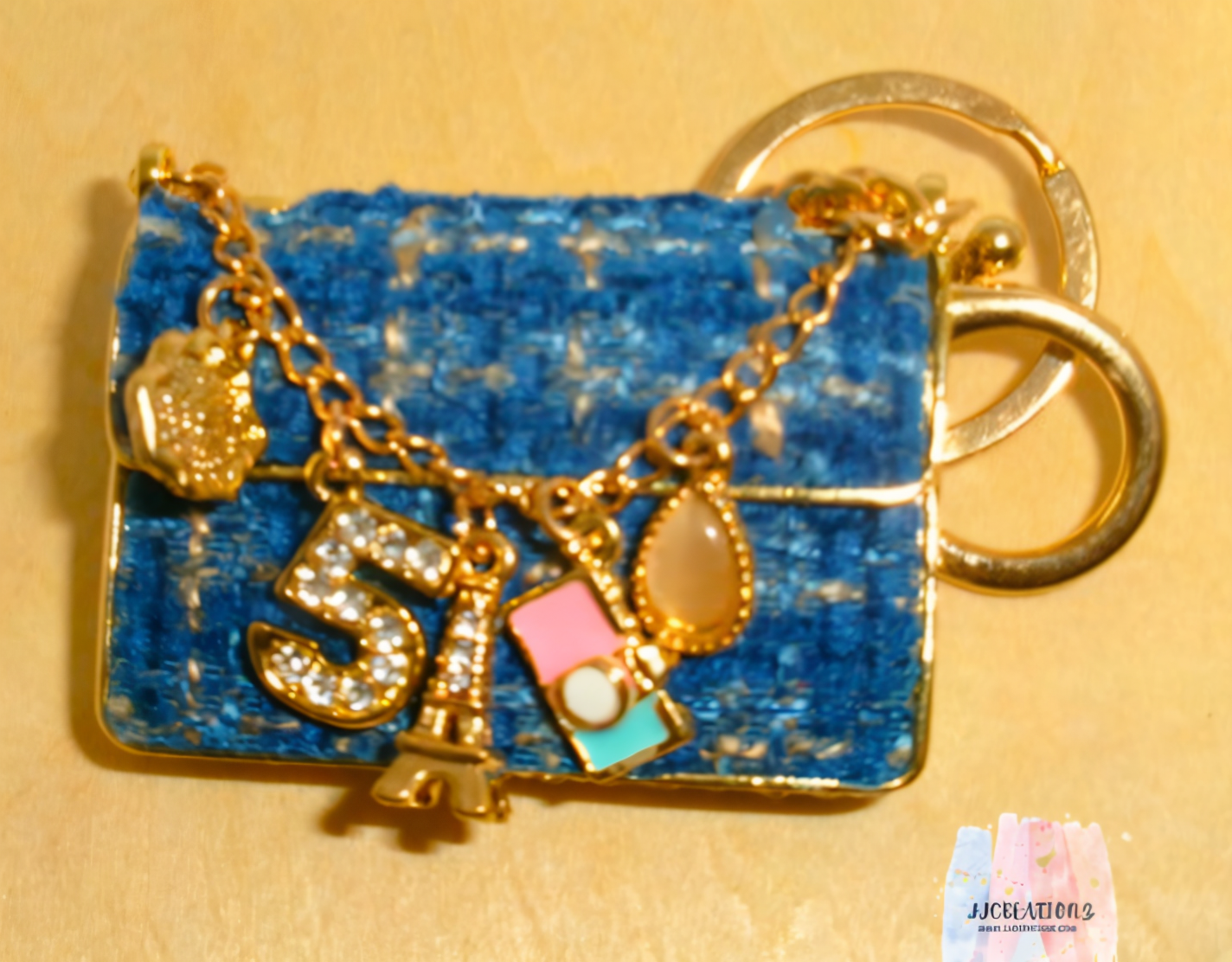 ✨ Paris-Inspired Blue Bag Charm Keychain ✨