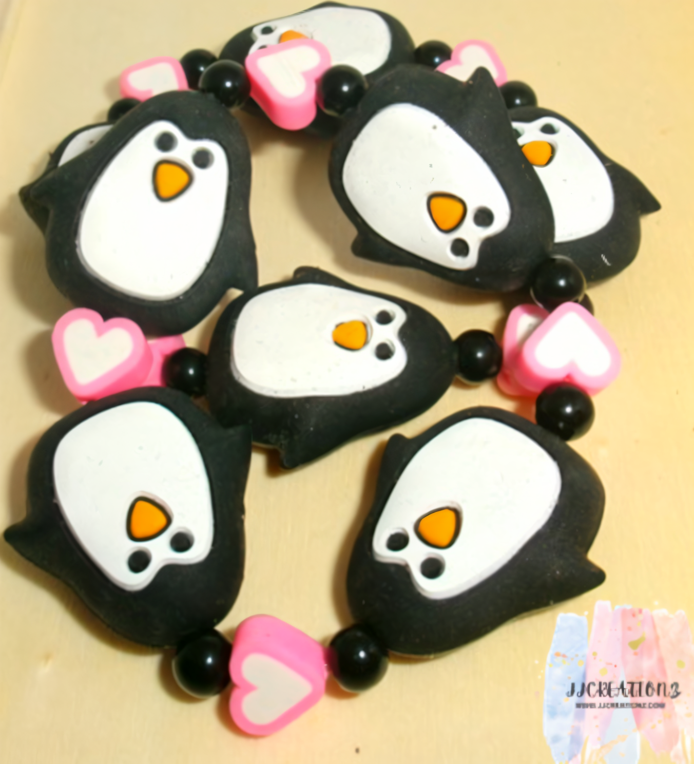 🐧 Cute Toddler Penguin & Heart Beaded Bracelet