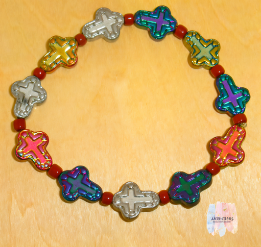 ✝️ Multi-Color Cross Beaded Faith Bracelet ✝️