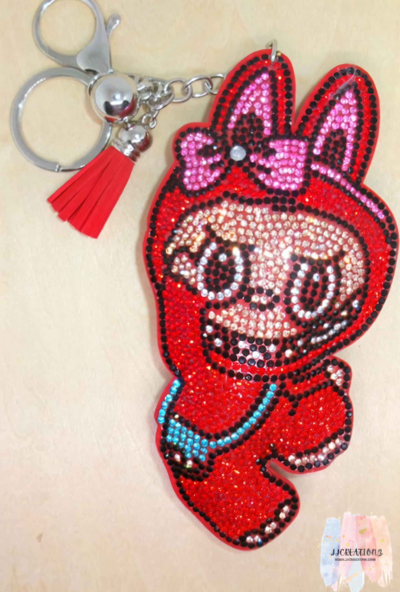 ✨ Sparkling large Red bubu Hood Character Keychain