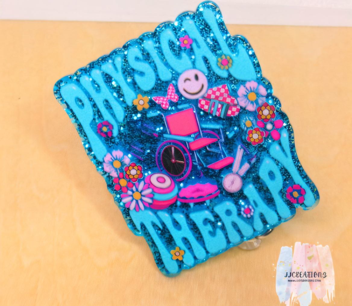 💙 Physical Therapy Badge Reel – Retractable ID Holder