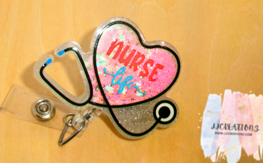 💖 Nurse Life Badge Reel with Beaded Charm – Nurse ID Holder 💖