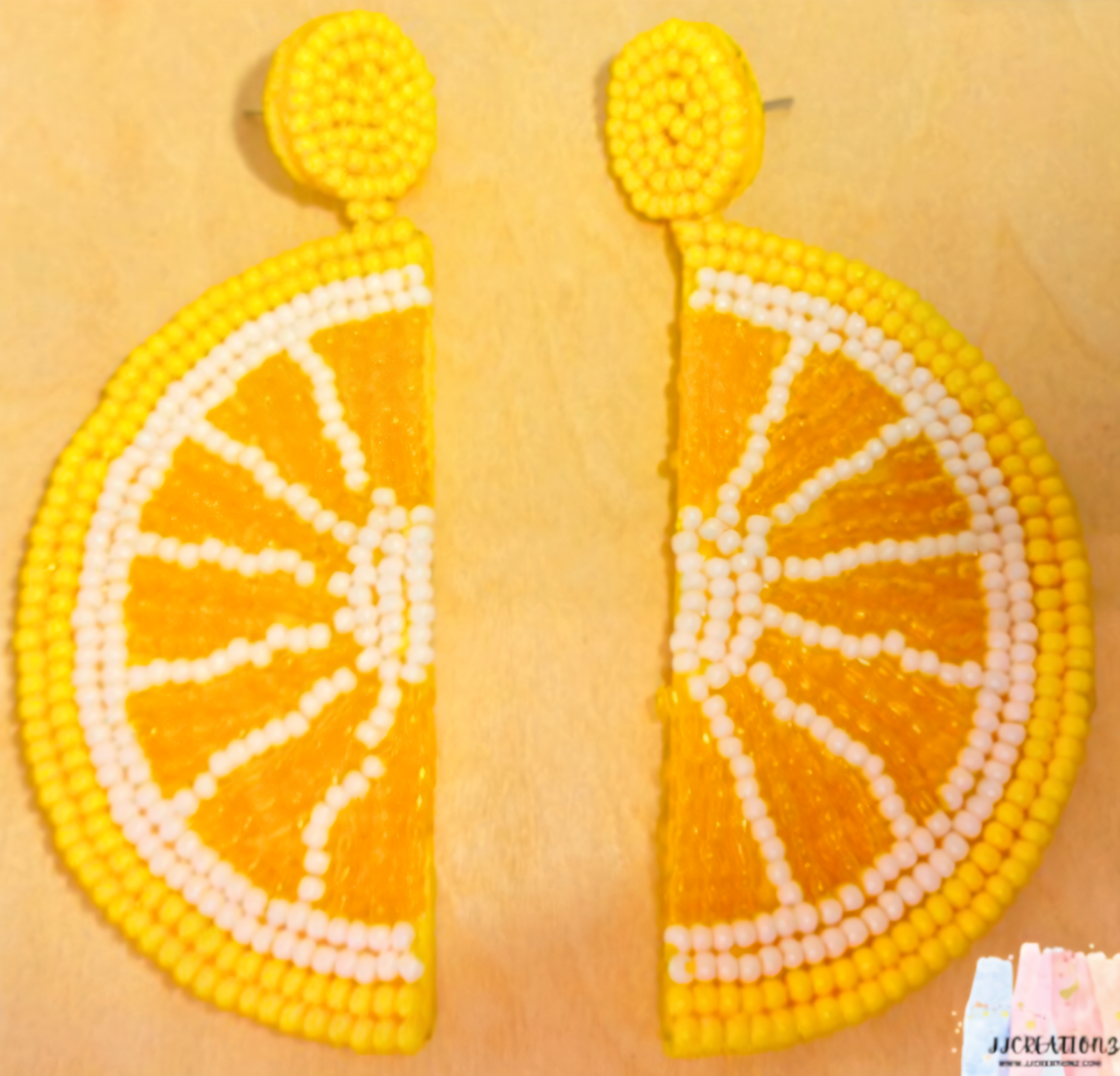 Lemon Slice Beaded Earrings