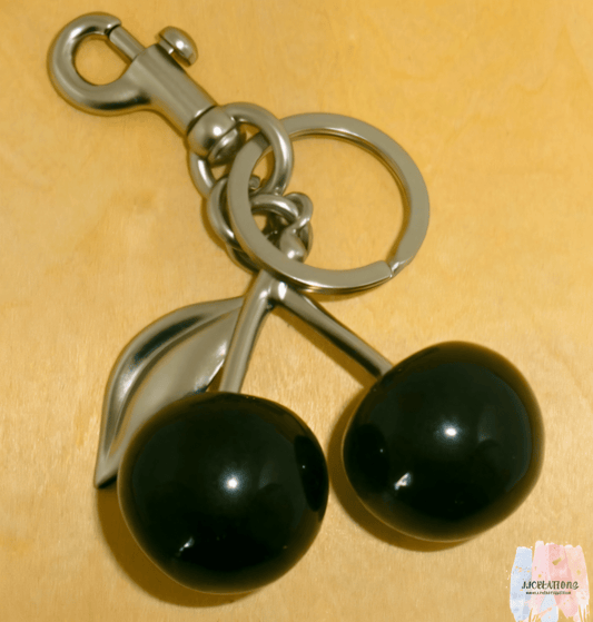 🍒 Black Cherry Keychain – Sleek & Minimalist Bag Charm