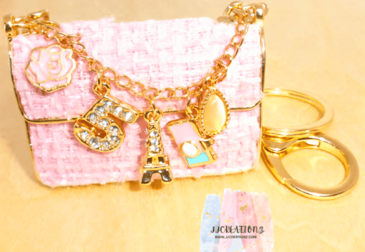 👜 Pink Handbag Keychain with Charms