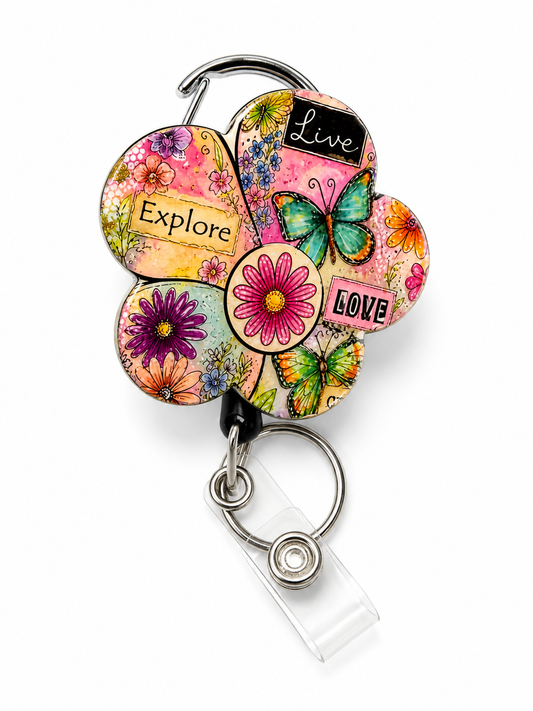 Floral Inspiration Badge Reel – “Live • Explore • Love”