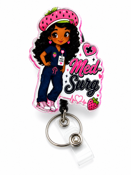 Strawberry Med-Surg Badge Reel – Cute Nurse Design