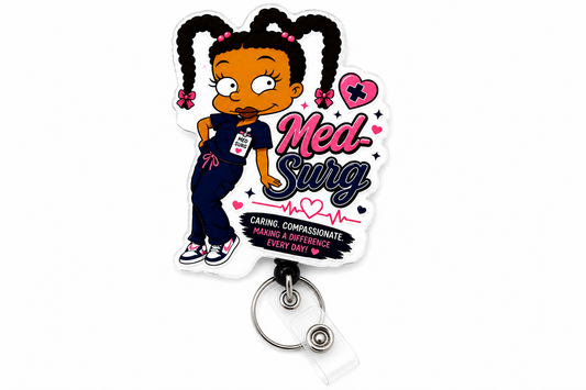 Cute Nurse Badge Reel – Handmade Healthcare Accessory rugrat edition