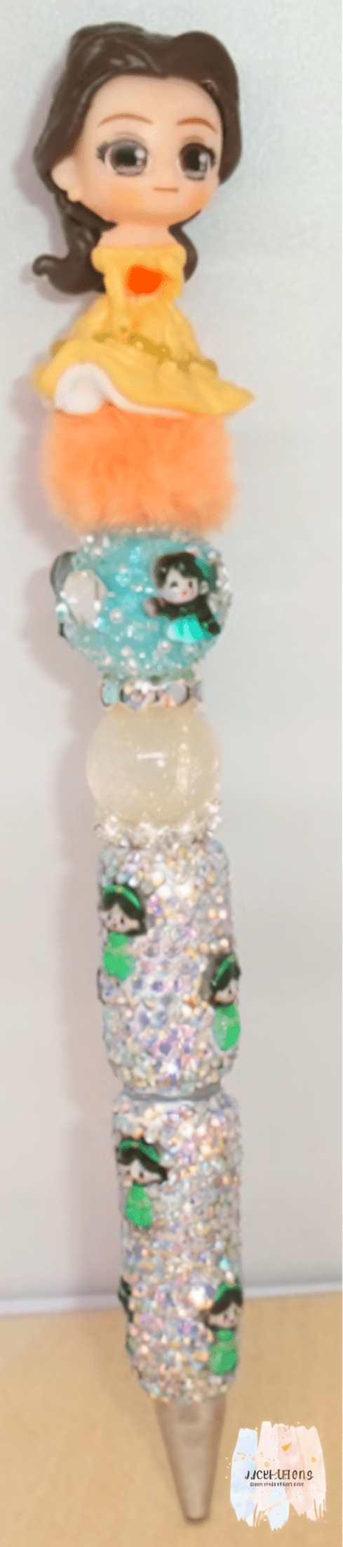 🌹 Belle Princess Glitter Pen – Beauty & The Sparkle Beaded Pen ✨