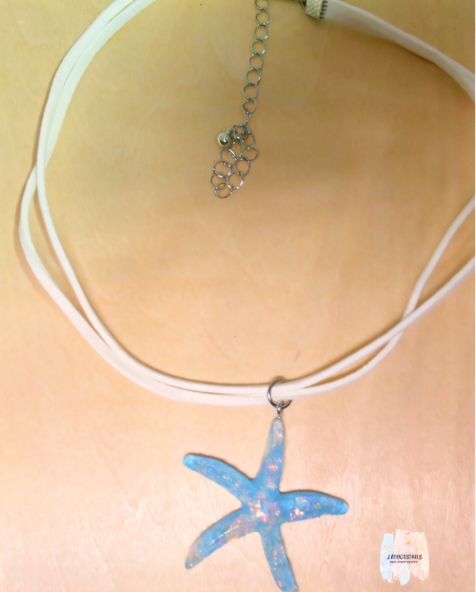 🌊 Blue Starfish Pendant Necklace – Coastal Beach Jewelry