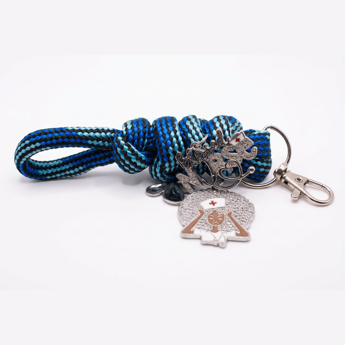 💙 Blessed Nurse Rope Keychain with Sparkling Charms