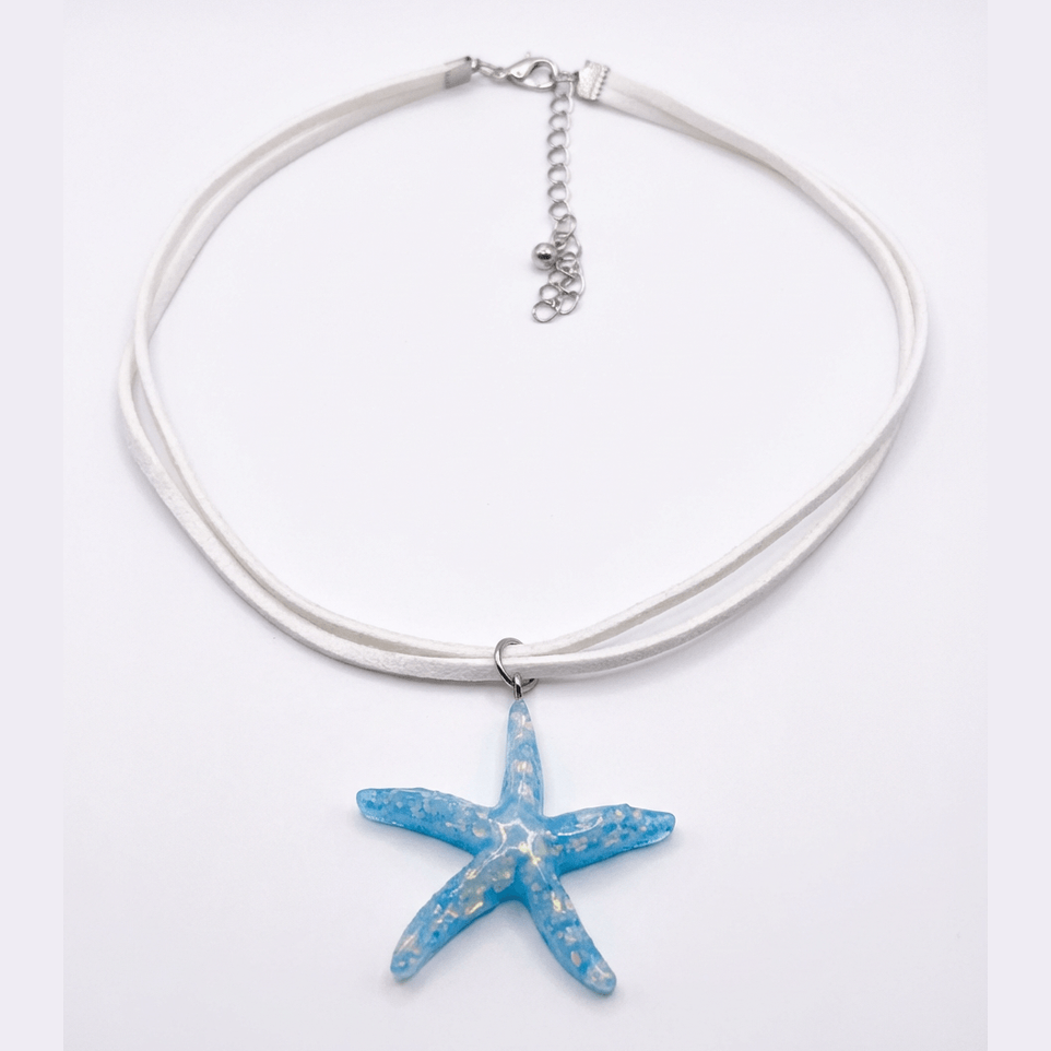 🌊 Blue Starfish Pendant Necklace – Coastal Beach Jewelry