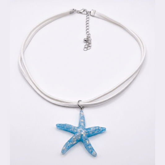 🌊 Blue Starfish Pendant Necklace – Coastal Beach Jewelry