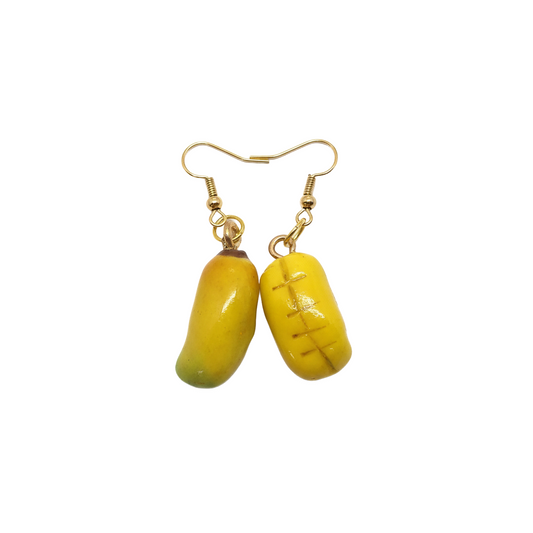 Handmade Polymer Clay Mango Earrings – Tropical Fruit Jewelry