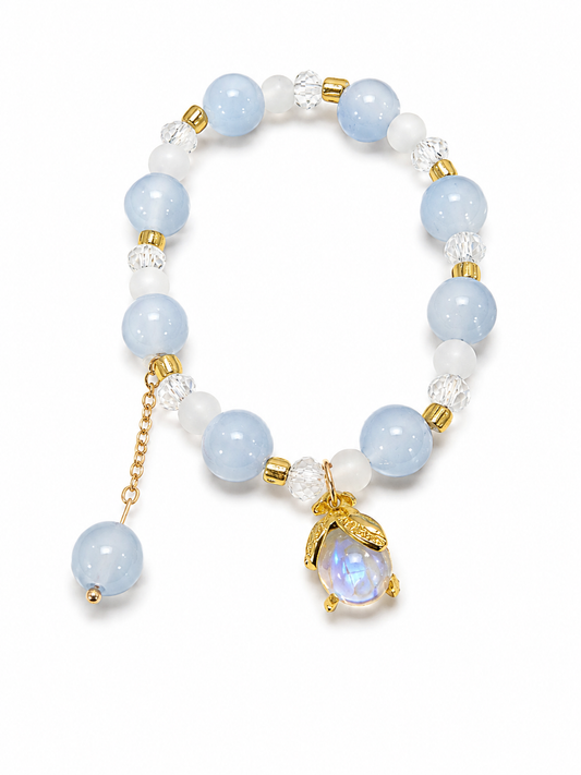 Serenity Charm Bracelet – Handmade Soft Blue Beaded Stretch Bracelet