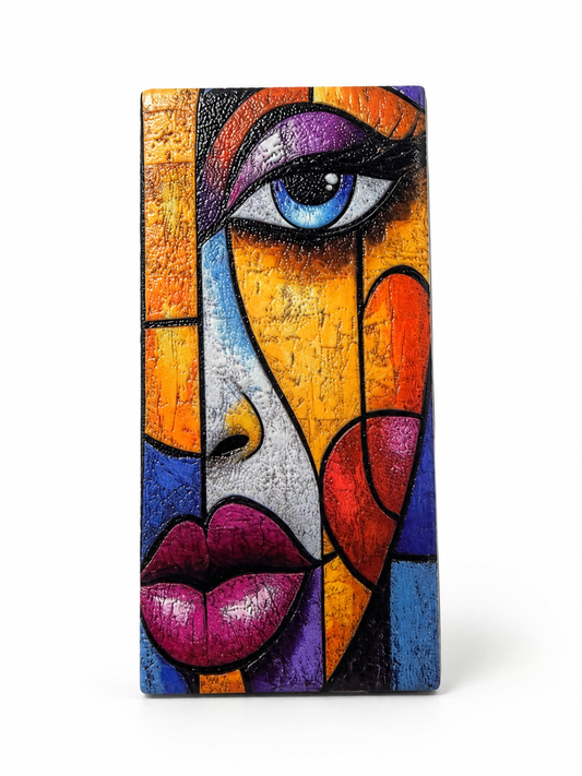 Abstract Cubist Face Art Plaque – Vibrant Modern Decorative Accent magnet