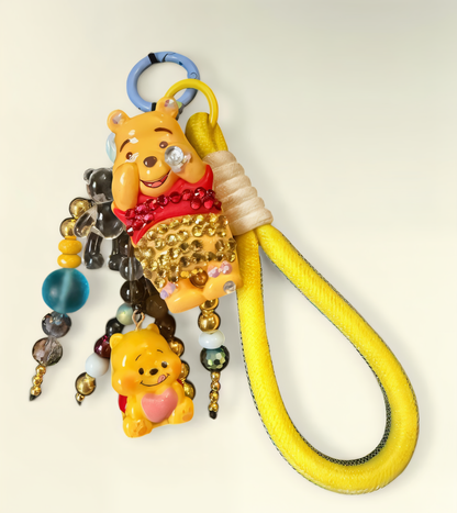 Winnie-themed Charm Keychain – Sparkle Edition 💛✨