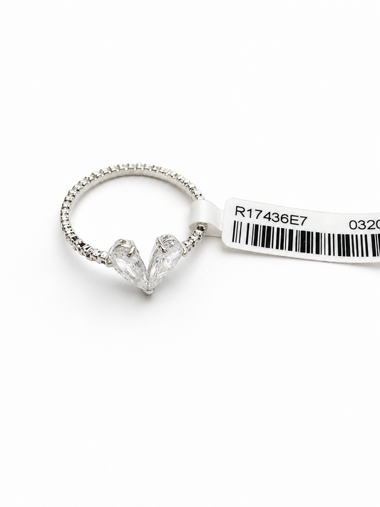 Silver Double Pear Crystal Ring