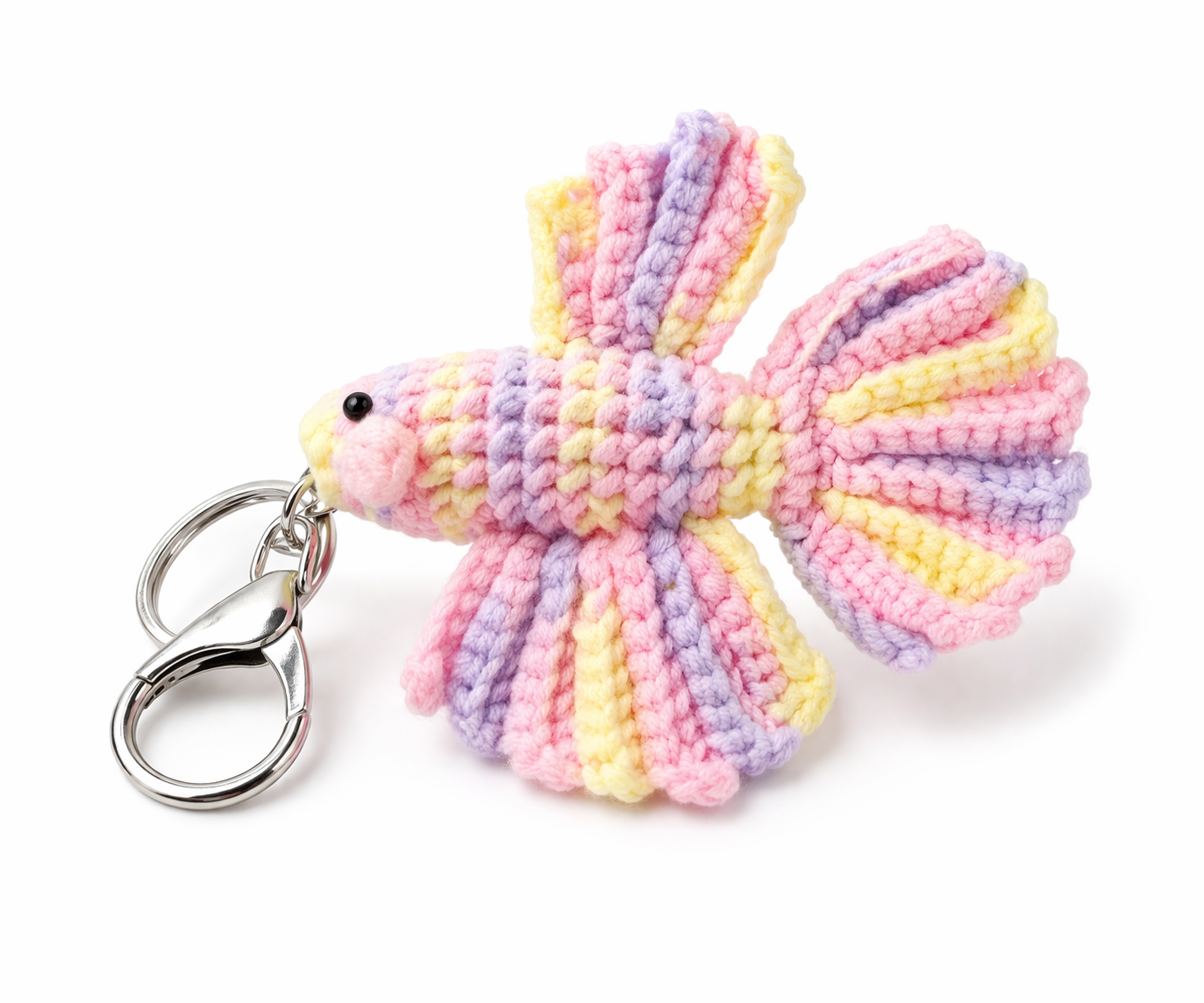 Handmade Crochet Pastel Fish Keychain – Cute Plush Ocean Charm