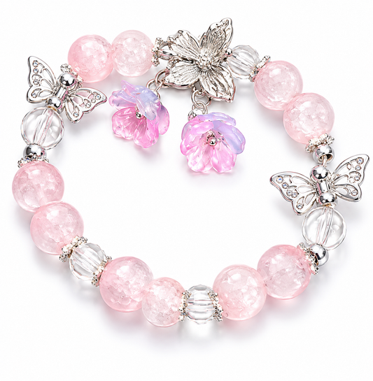Pink butterfly stretch bracelet