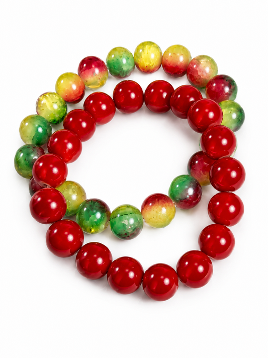 Cherry Glow Stretch Bracelet Set