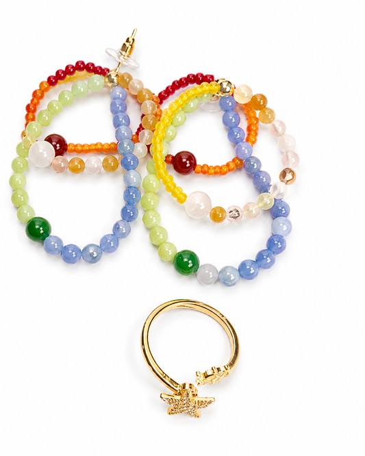 Pastel Rainbow Beaded Jewelry Set
