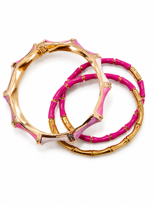 Pink Luxe Bamboo Bracelet Stack