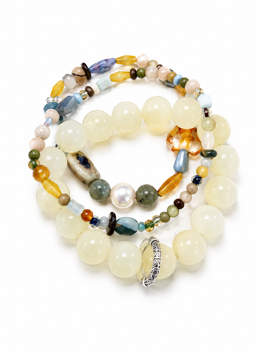 Boho Luxe Layered Beaded Bracelet Stack