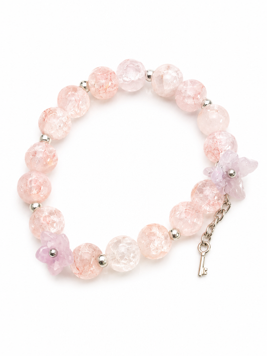 Blush Bloom Charm Beaded Bracelet