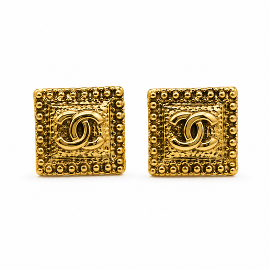 Luxe Gold Square Stud Earrings