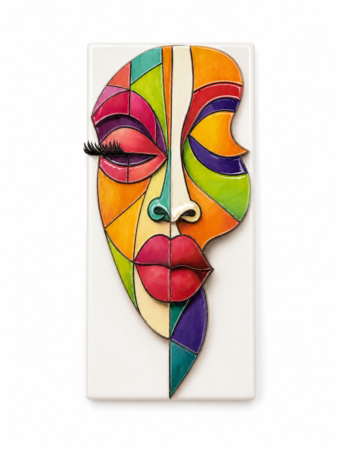 Abstract Mosaic Face Wall Art – Vibrant Geometric Portrait