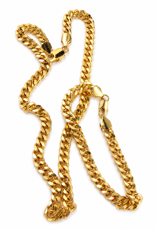 Golden Luxe Cuban Link Chain Set