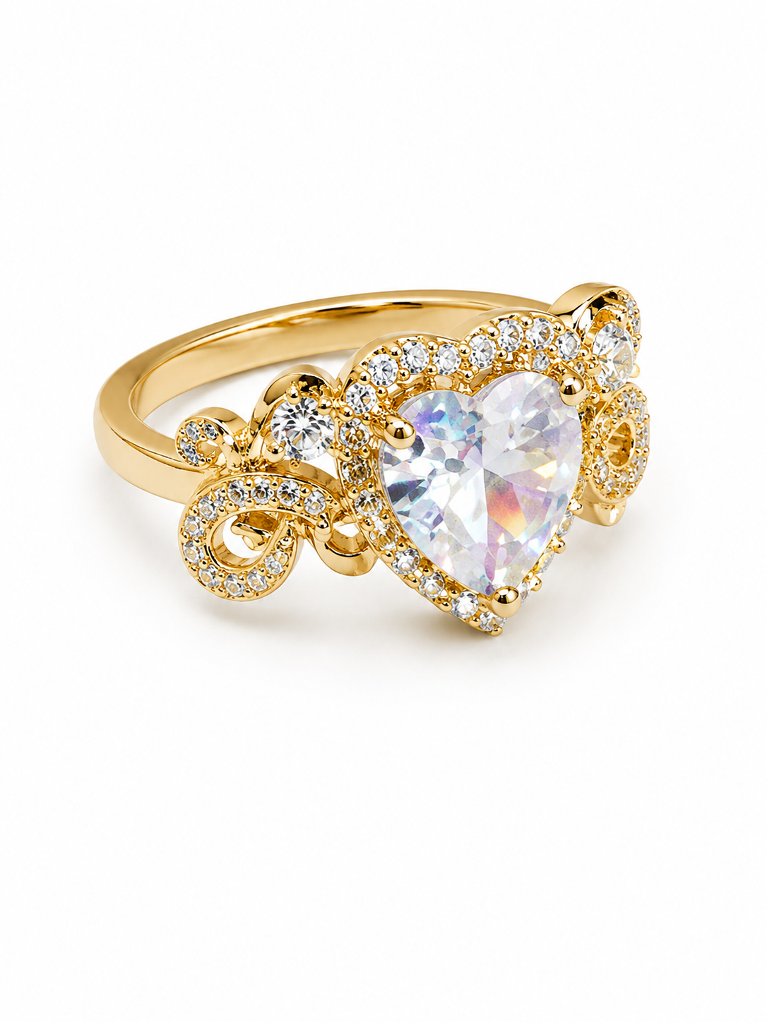 Golden Heart Sparkle Ring