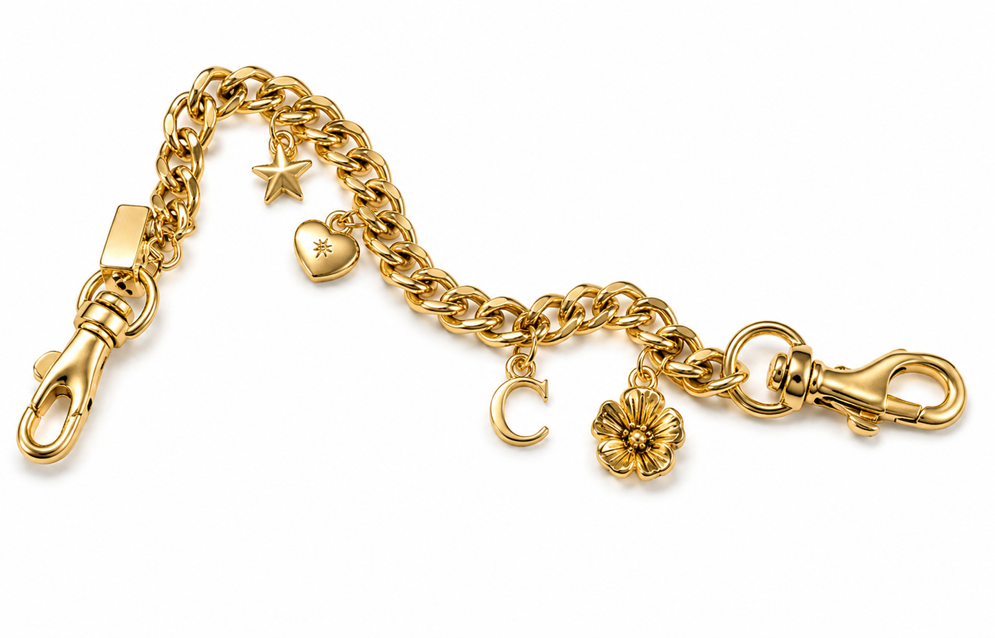 Golden Charm Link Bracelet