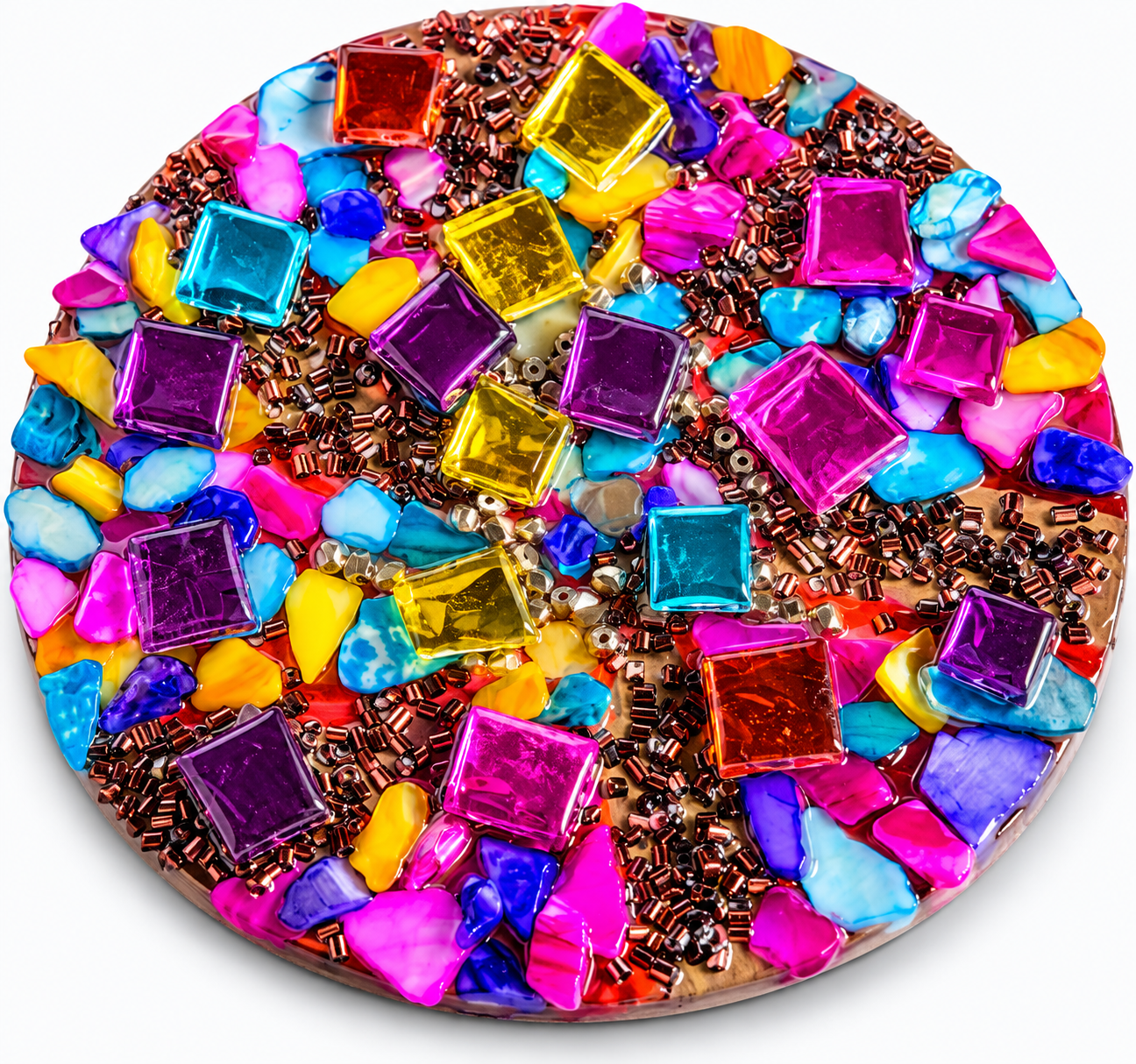 Handmade Mosaic Resin Art Round Display