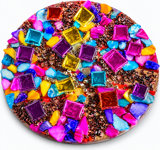 Handmade Mosaic Resin Art Round Display