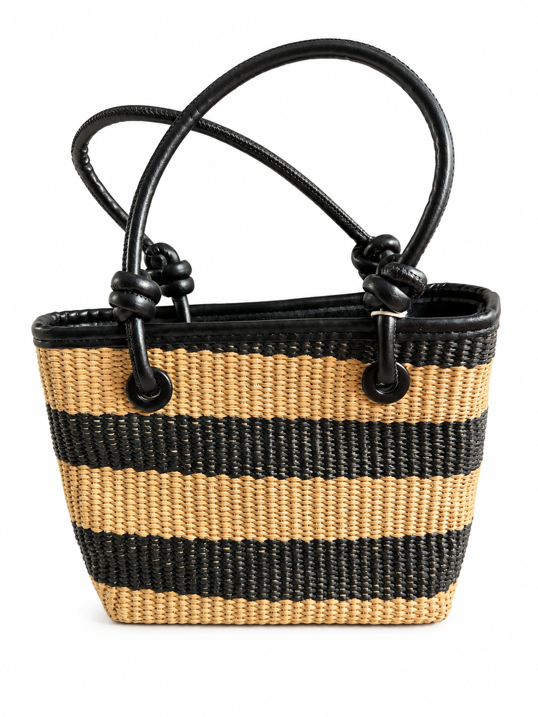 Classic Black & Natural Woven Tote Bag