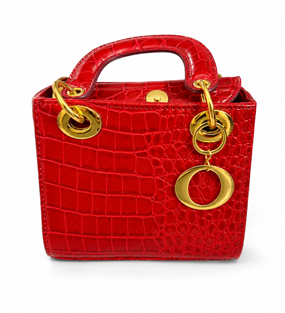 Elegant Red Croc Mini Handbag