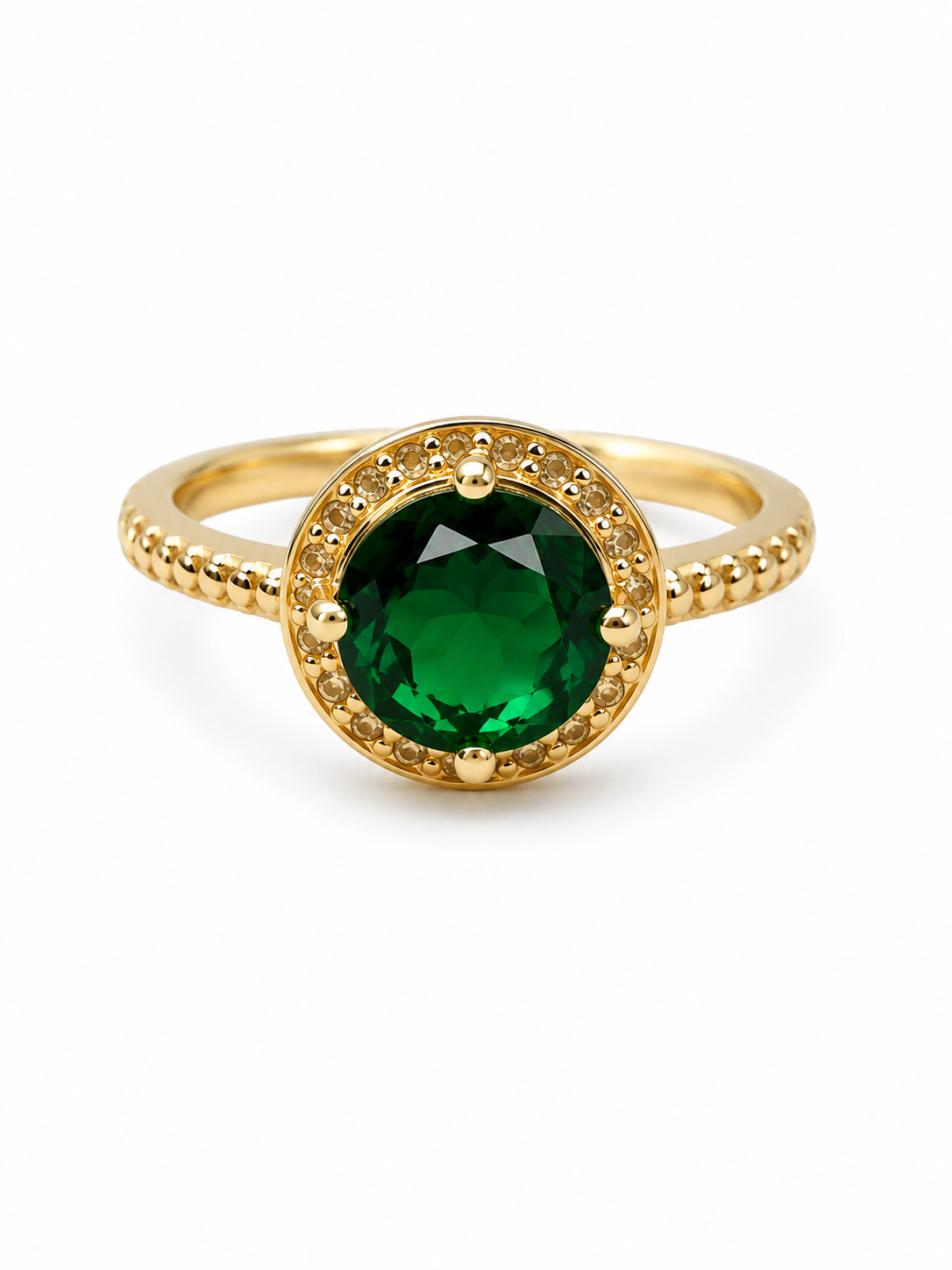 Emerald Green Halo Ring