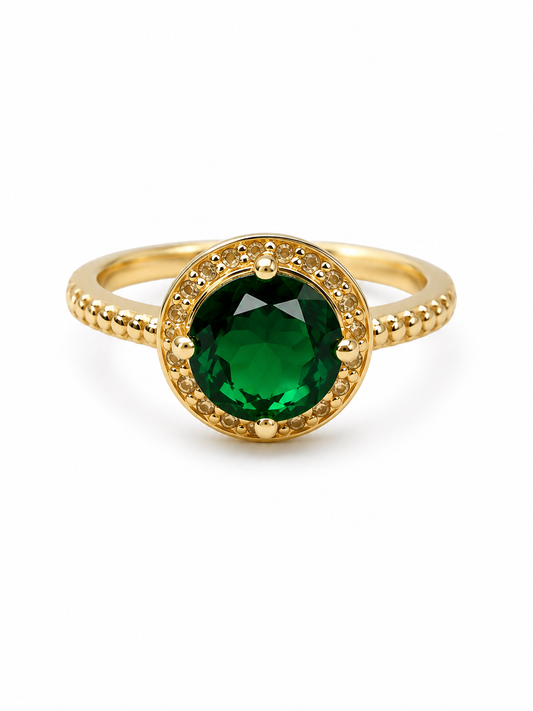 Emerald Green Halo Ring