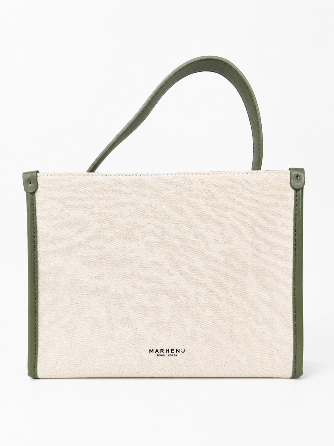Marhen.J Canvas Handbag – Olive Green Trim
