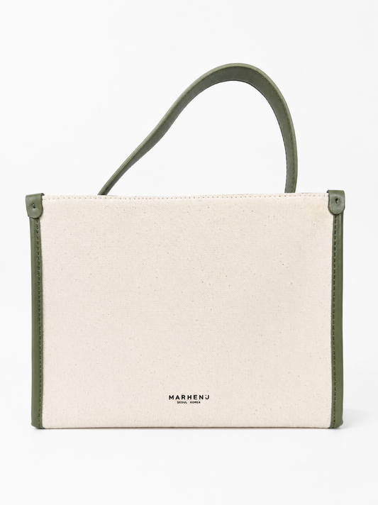 Marhen.J Canvas Handbag – Olive Green Trim
