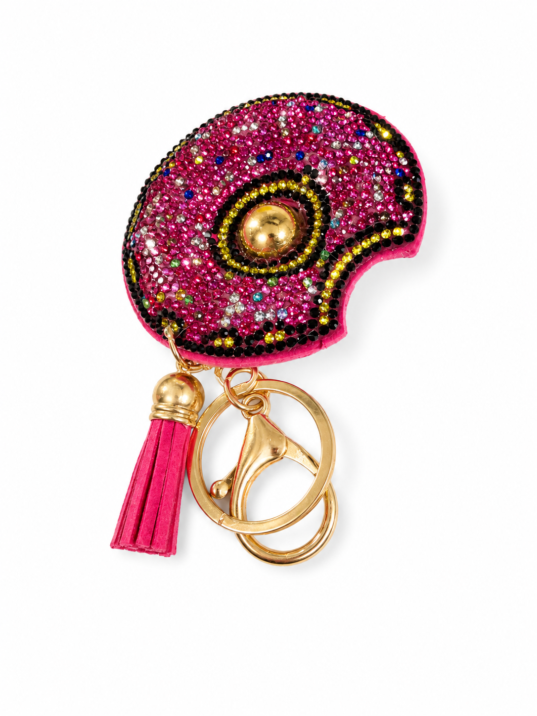 Pink Rhinestone Donut Keychain Charm