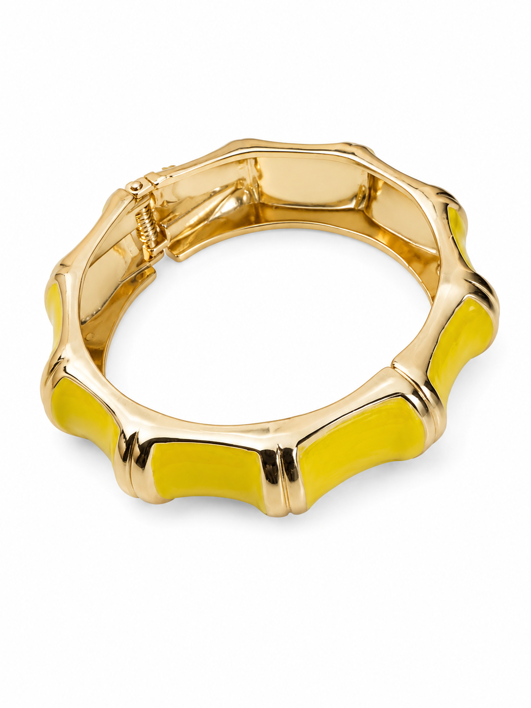 Yellow Enamel Bamboo-Inspired Bangle Bracelet