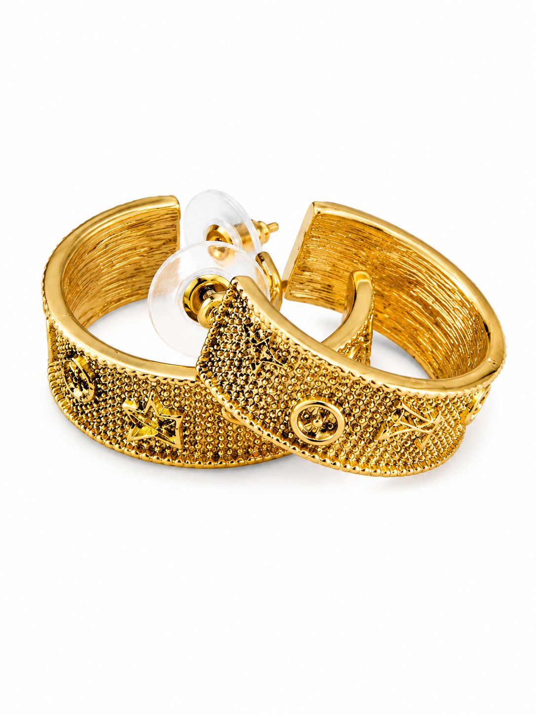 Textured Gold-Tone Hoop Earrings
