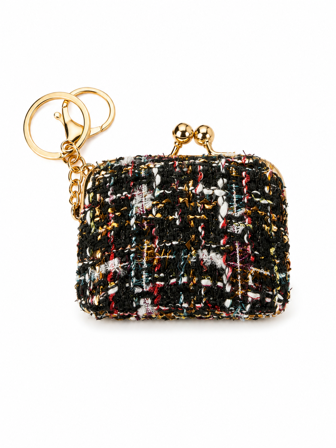 Mini Tweed Coin Purse Keychain