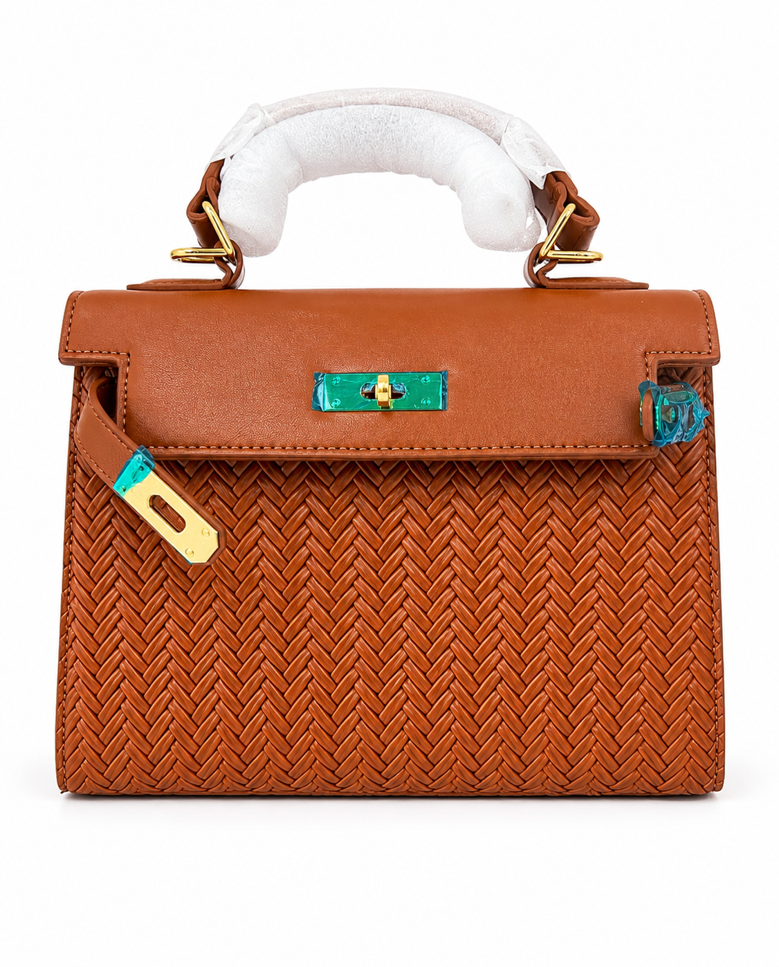 Woven Caramel Handbag – Product Description