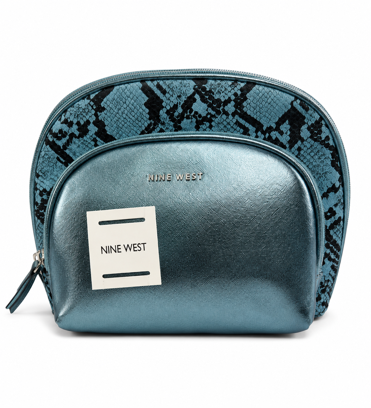 Nine West Cosmetic Bag – Metallic Teal & Snakeskin Print